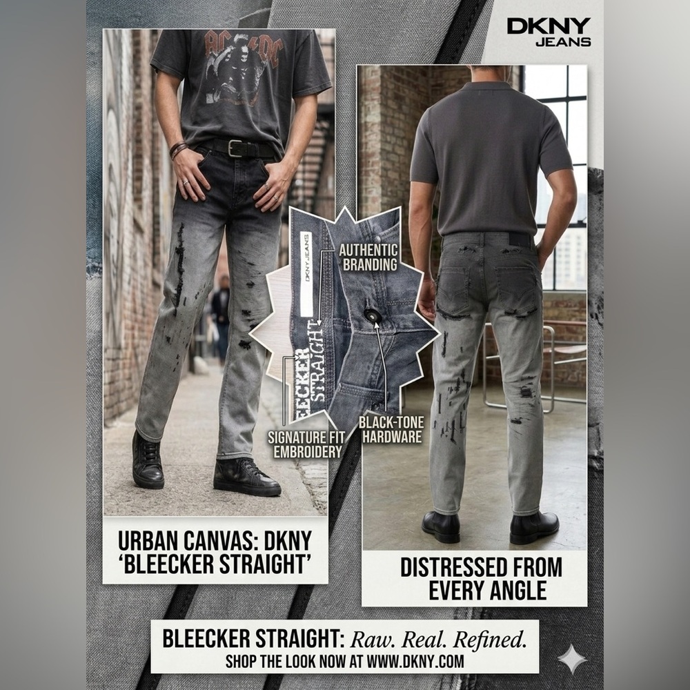 DKNY Men’s Bleecker Straight Jeans - Black to Gray Fade P1
